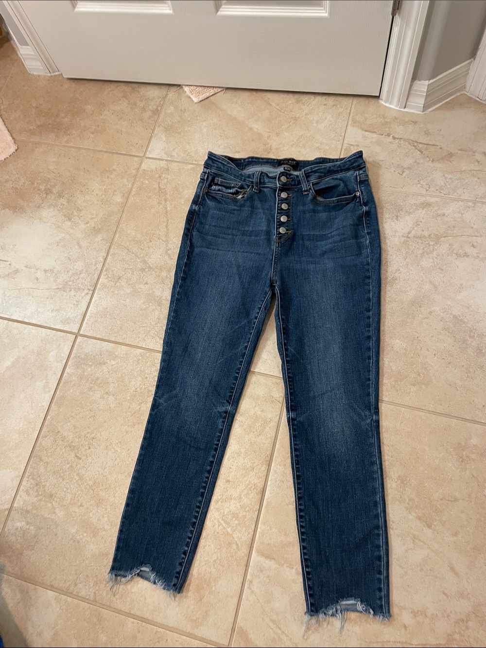Judy Blue Dark Blue High-Rise Button-Fly Jeans - Picture 1 of 3